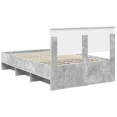 Struttura del letto con testiera Grigio cemento 137 x 203 cm - Foto 9