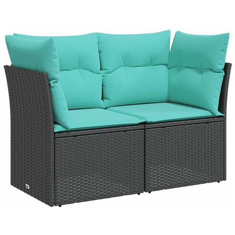 Divano da Giardino con Cuscini a 2 Posti Nero in Polyrattan - Foto 1