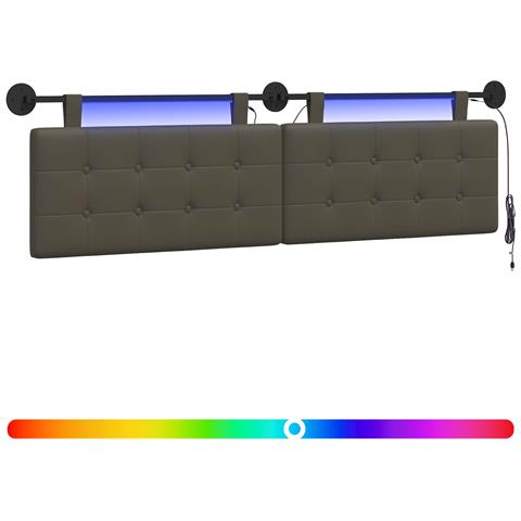 Testiera sospesa Con luce LED Grigio Similpelle - Foto 1