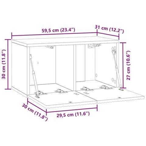 Mobile Porta TV da Muro Rovere Sonoma 59,5 x 31 x 30 cm - Foto 8