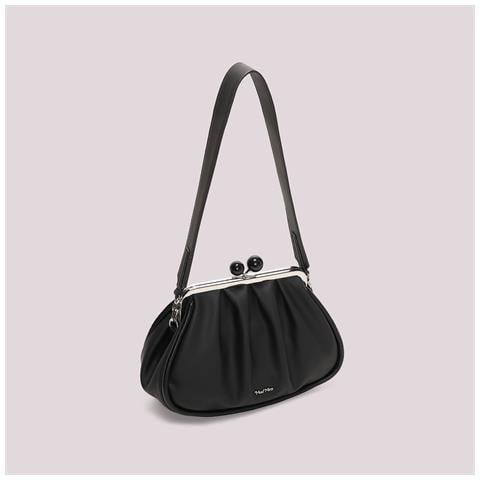 borsa clutch morbida con chiusura a sfere NERO - Foto 4