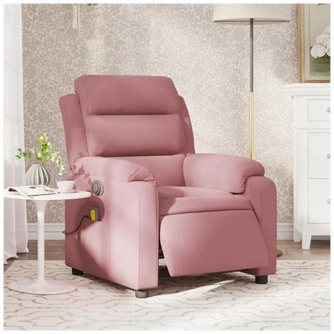 Poltrona Massaggiante Reclinabile Elettrica Rosa Velluto - Foto 2