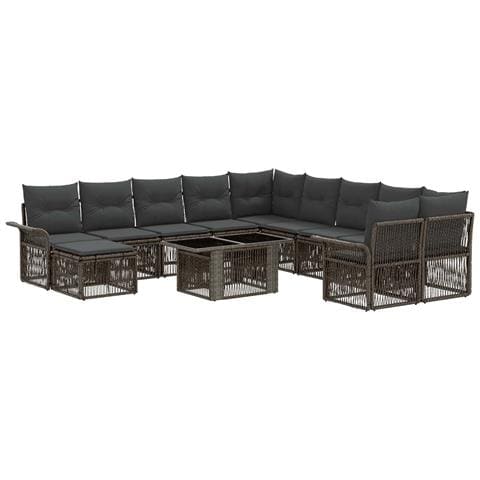 Set Divano da Giardino 12 pz Grigio e Grigio Scuro polyrattan - Foto 1