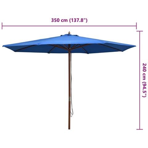Ombrellone da Esterni con Palo in Legno 350 cm Blu - Foto 6