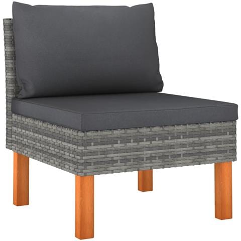 Divano Da Giardino A 4 Posti Con Cuscini Grigio In Polyrattan - Foto 2