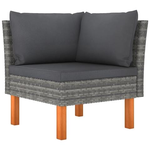 Divano Da Giardino A 4 Posti Con Cuscini Grigio In Polyrattan - Foto 6