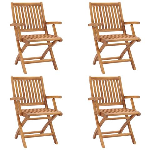 Sedie da Giardino Pieghevoli 4 pz in Legno Massello di Teak - Foto 1