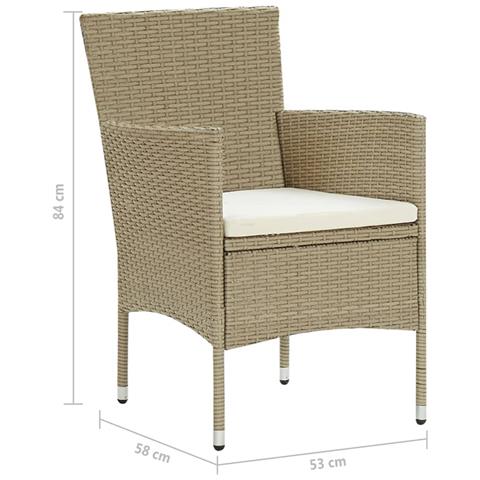Set Mobili da Pranzo per Giardino 7 pz in Polyrattan Beige - Foto 2