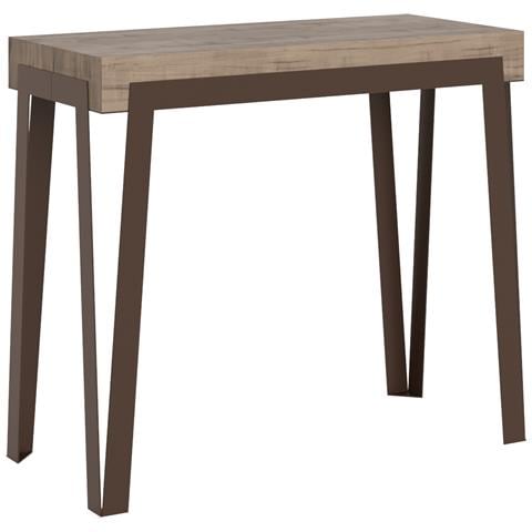 Consolle Allungabile 90x40/300 Cm Rio Telaio Ruggine - Quercia Natura - Foto 6