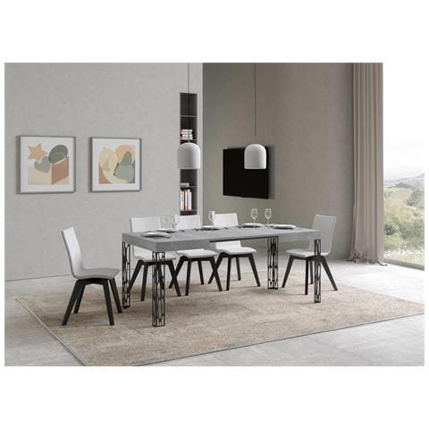 Tavolo Allungabile 70x110/194 Cm Ghibli Telaio Antracite - Cemento - Foto 5