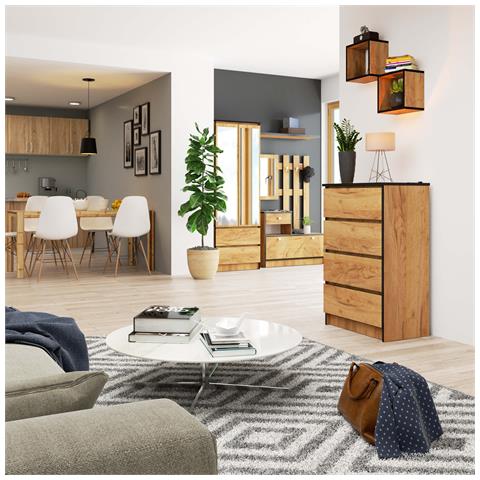 Cassettiera K60, 4 cassetti, 60x40x99 cm, Colore Quercia Craft - Foto 5