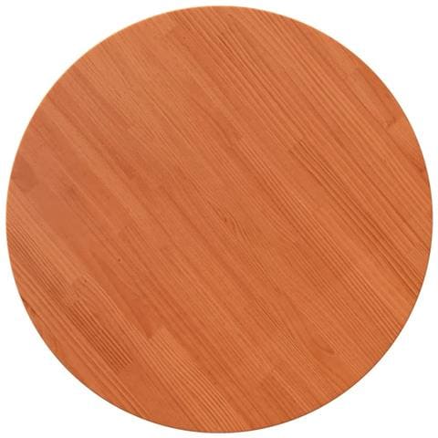 Piano Tavolo Rotondo Marrone Cera 70x2,5cm Legno Massello Pino - Foto 2