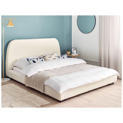 Letto Bouclé Roisel 160 X 200 Cm Beige Chiaro - Foto 1