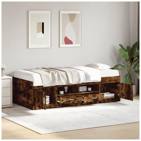Divano Letto Con Cassetti Senza Materasso Rovere Fumo 90x190 Cm - Foto 1
