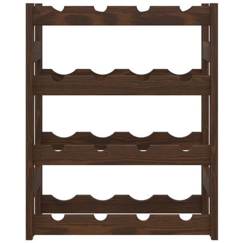 Portabottiglie Per 16 Bottiglie Marrone Legno Massello Di Pino - Foto 3