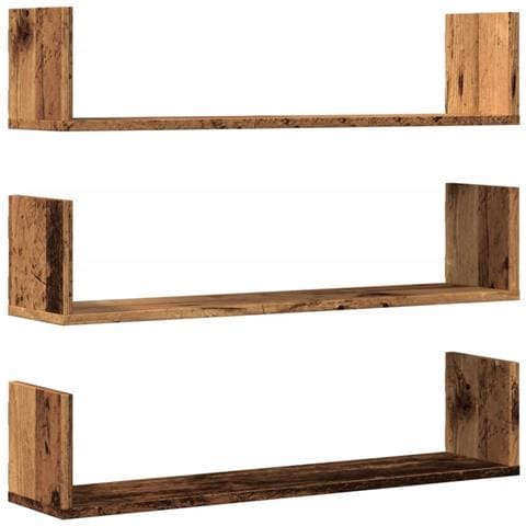 Mensole A Parete 3pz Legno Antico 80x18x18 Cm In Truciolato - Foto 2
