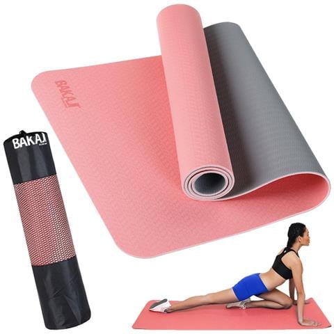 Tappetino Yoga Aerobica Pilates Tappeto Allenamento Fitness Palestra Rosa Grigio - Foto 1