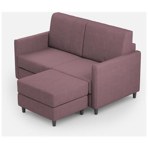 Divano Karay 2 Posti (due Sedute Da 60cm) + Pouf Misure Esterne L. 138 P. 155 Colore Prugna - Foto 1