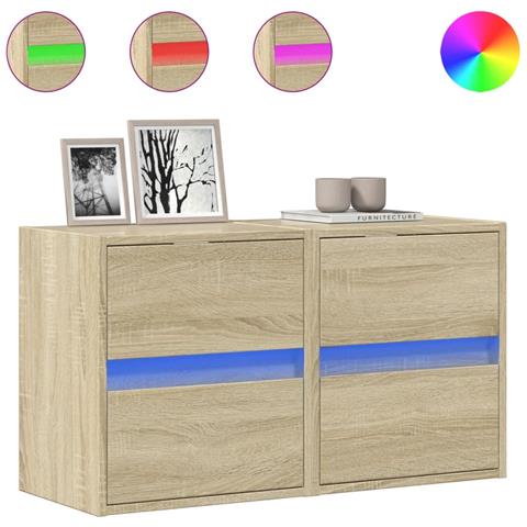 Mobili TV a Parete con Luci LED 2pz Rovere Sonoma 41x31x45 cm - Foto 1