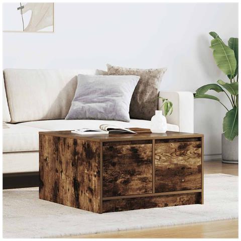 Tavolino da Salotto con Cassetti Rovere Fumo 70,5x70x40 cm - Foto 1