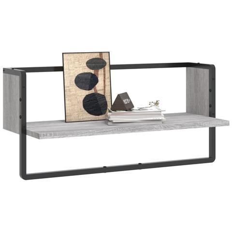 Mensola A Parete Con Asta Grigio Sonoma 65x25x30 Cm - Foto 3