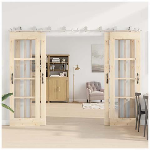 Kit Binari Porta Scorrevole 366 Cm Acciaio Inossidabile Argento - Foto 3