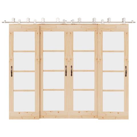 Kit Binari Porta Scorrevole 366 Cm Acciaio Inossidabile Argento - Foto 1