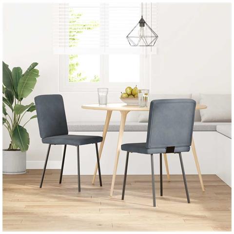 Sedie Da Pranzo 2 Pz Grigio Scuro In Velluto - Foto 1