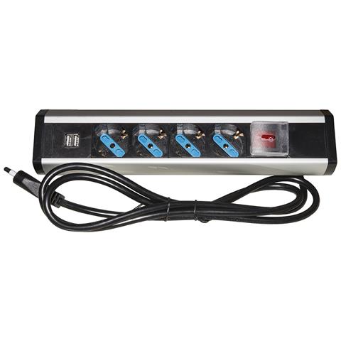 Link Multipresa Da Tavolo 4 Prese Universali Con 2 Porte Usb E Interruttore Con Coperchio Di Protezione Cavo 1,80mt Spina Tripolare Italiana 16a - Foto 1