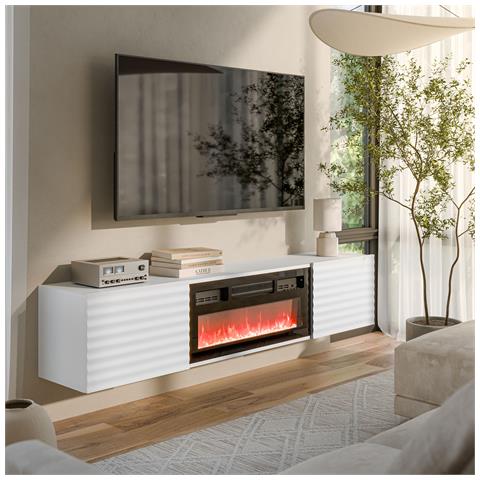 Armadio RTV TULA 183x35x37 bianco opaco + camino nero - Foto 4