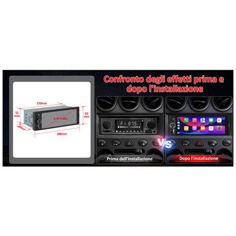 Autoradio 1 Din Con Schermo 6,36"" Hd, Carplay/android Auto Senza Fili, Comandi Vocali E Telecamera Per Parcheggi Sicuri - Foto 1