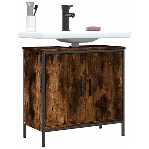 Mobile Lavabo Bagno Rovere Fumo 60x30x60 Cm Legno Multistrato - Foto 8