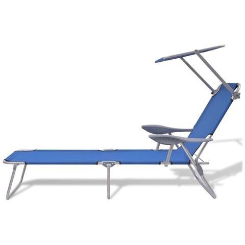 Lettino Prendisole Con Baldacchino In Acciaio Blu - Foto 1