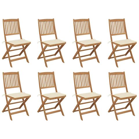 Lusso Casadino -  Sedie Da Giardino Pieghevoli 8 Pz Con Cuscini Massello Acacia - Foto 2