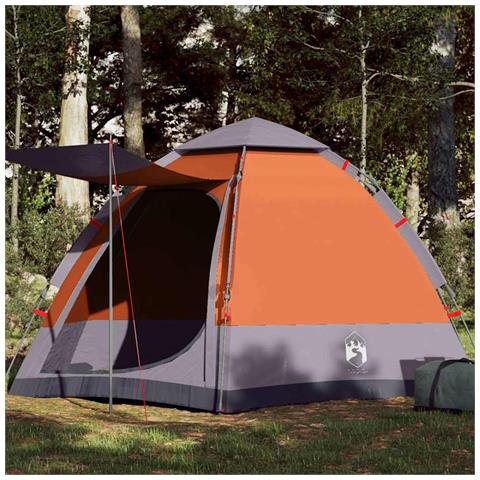 Tenda Campeggio Cabina 4 Pers. Grigio Arancione Rilascio Rapido - Foto 1