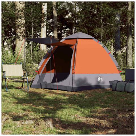 Tenda Campeggio Cabina 4 Pers. Grigio Arancione Rilascio Rapido - Foto 2