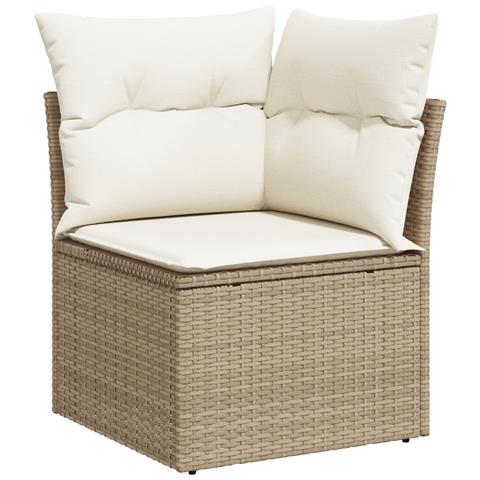 Set di Divani da Giardino da 9 Pezzi con Cuscini Beige in Poli Rattan, Divano da Giardino a 2 Posti con Cuscini Beige in Poli Rattan - Foto 8