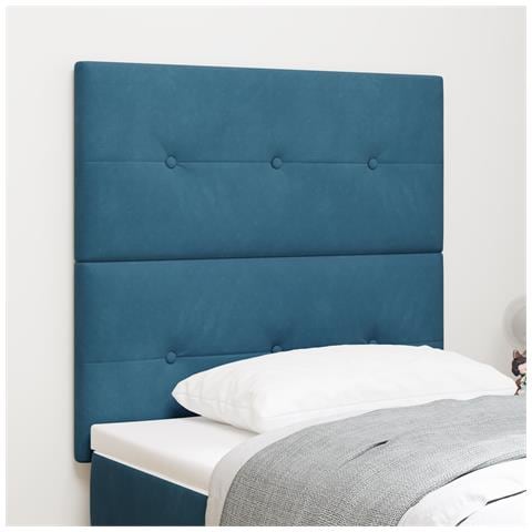 Testiera vitaXL Pieghettata Blu Scuro 90 cm Velluto - Foto 2