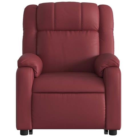 Poltrona Alzapersone Massaggi Reclinabile Rosso Vino Similpelle - Foto 9