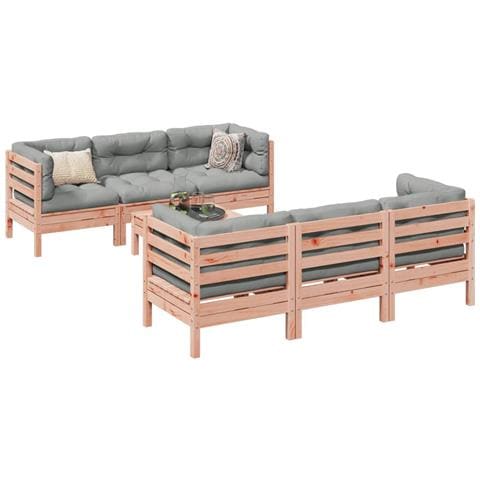Set Divani Giardino 7 pz Cuscini Legno Massello Abete Douglas - Foto 2