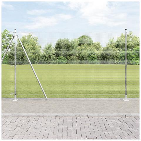 Recinzione in Fil di Ferro Saldato con 13 Pali Flangiati 1.5x50 m Acciaio Galvanizzato - Foto 2