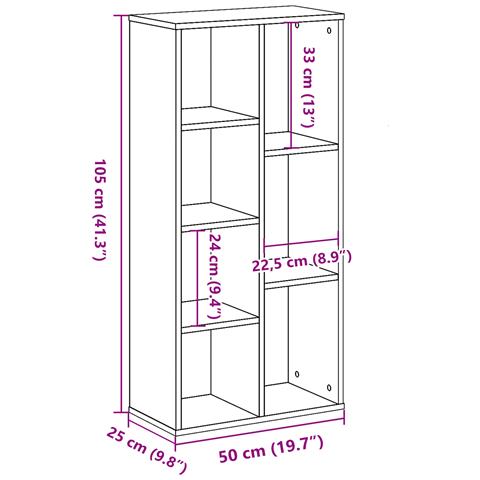Scaffale  Nero Quercia 50x25x105 cm Legno ingegnerizzato - Foto 9