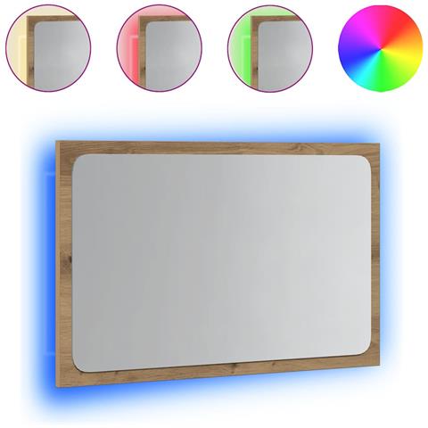 Specchio da Bagno con Luci LED Rovere Artigianale 60x8,5x38 cm - Foto 1