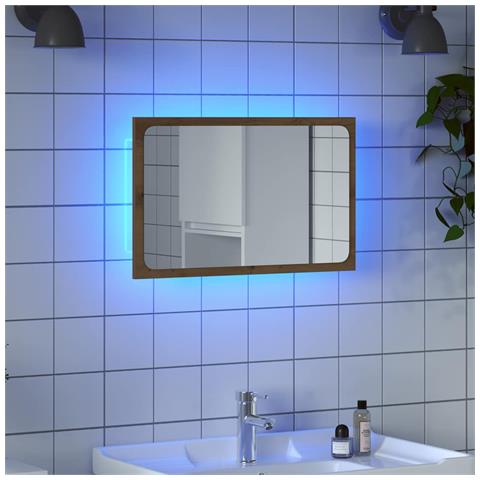 Specchio da Bagno con Luci LED Rovere Artigianale 60x8,5x38 cm - Foto 2