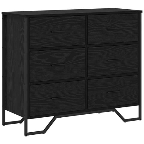 Cassettiera Rovere Nero 91x35.5x74.5 cm Legno ingegnerizzato - Foto 1