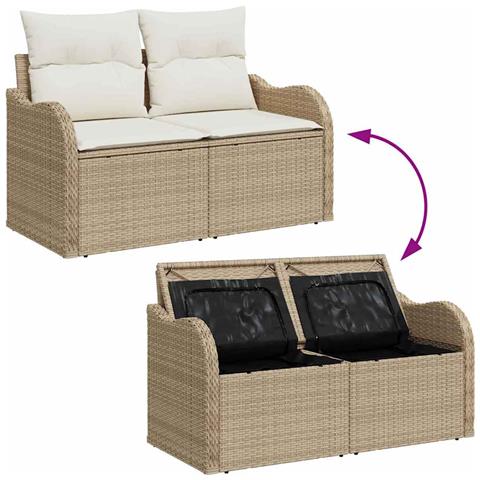 Set Divano da Giardino 7 pcs Beige e bianco - Foto 9