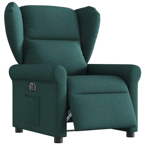 Poltrona Elettrica Reclinabile Verde Scuro in Tessuto - Foto 1