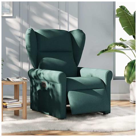 Poltrona Elettrica Reclinabile Verde Scuro in Tessuto - Foto 2