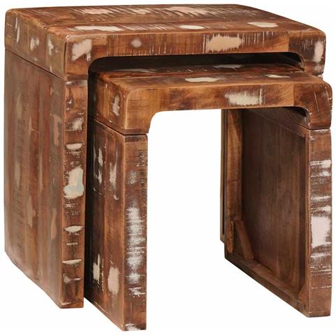 Tavoli da Fine Multicolore legno massello di riciclo - Foto 1