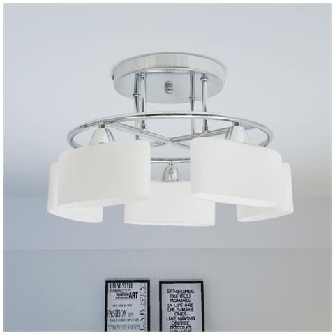 Lusso Casadino -  Lampada Soffitto Paralumi Elissoidi Vetro 5 Lampadine E14 200 W - Foto 4